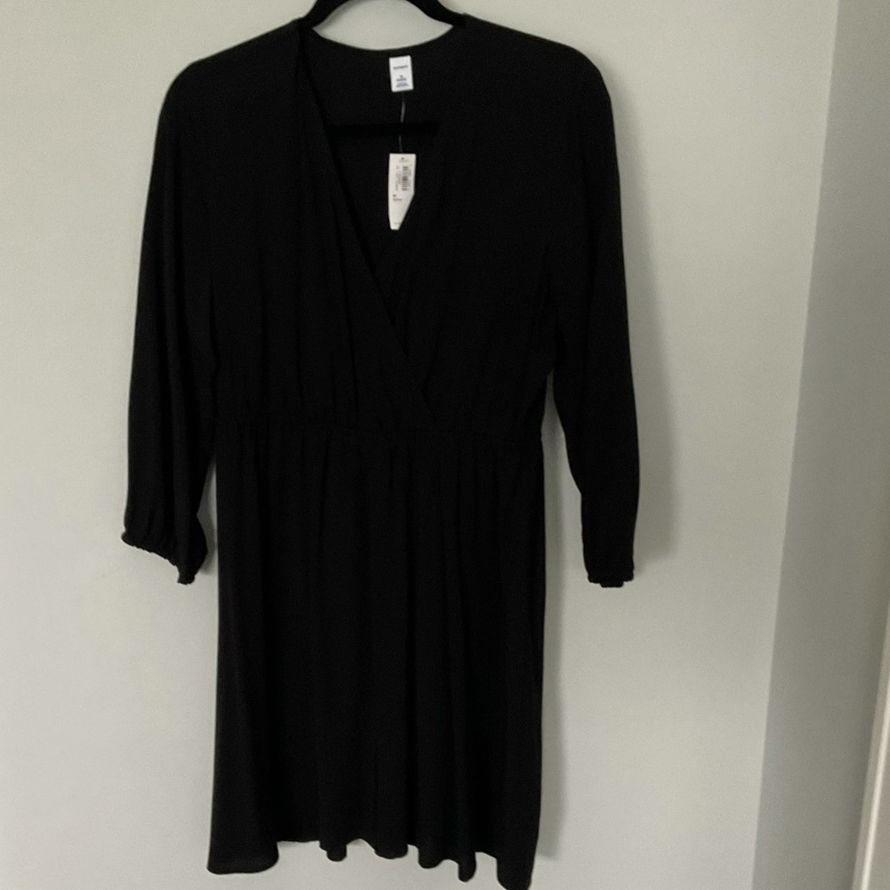 Black dress PM 3/4 sleeve wrap front